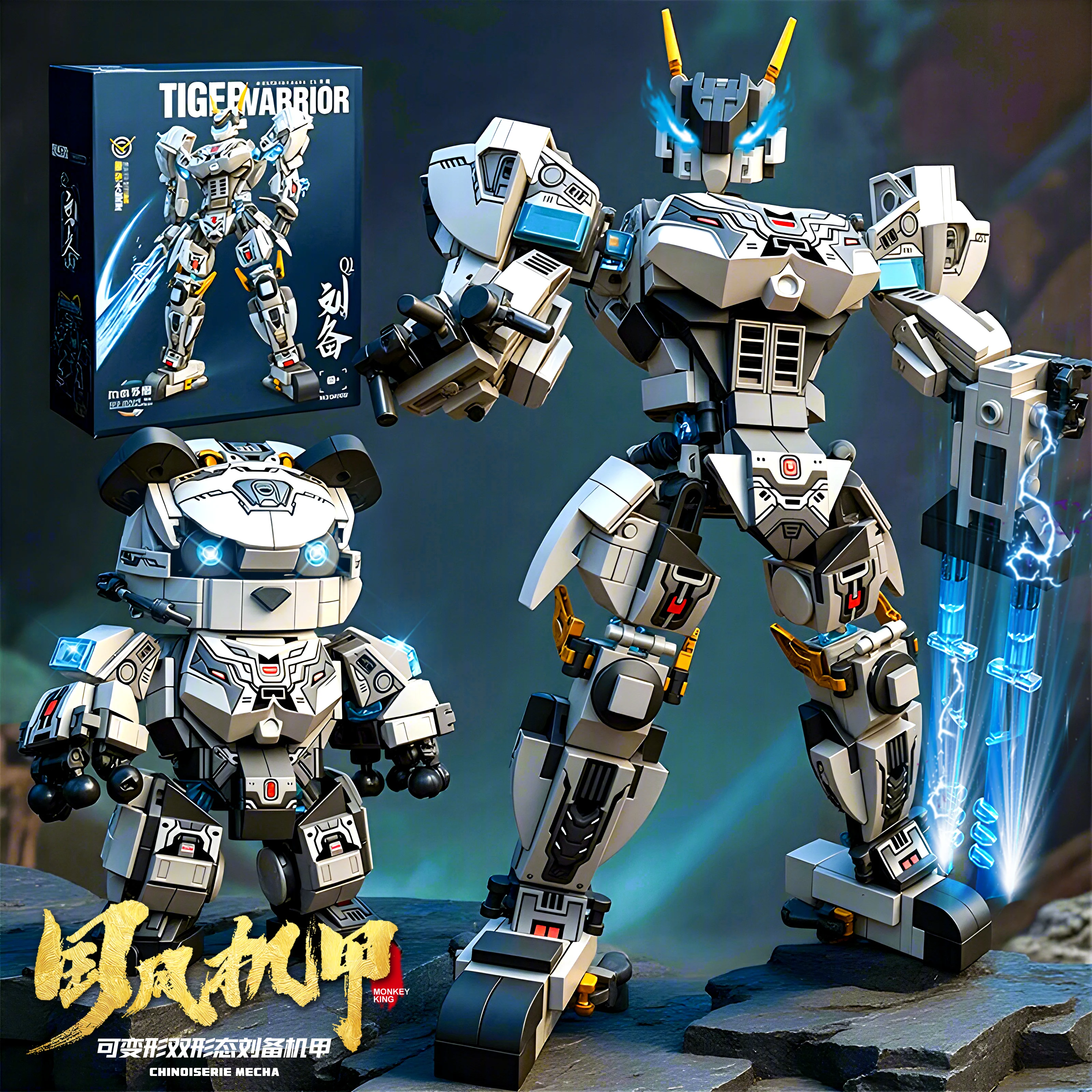 2 في 1 للتحويل روبوت اللبنات بطل السوبر ميكا المحارب الباندا الحيوان الطوب لتقوم بها بنفسك بناء لعب الاطفال هدية الكريسماس