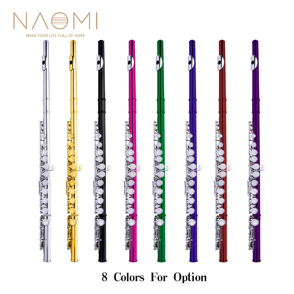 NAOMI Professional 16-Holes C Key Concert Flute Closed Pore Cupronickel Silver Plated Flute