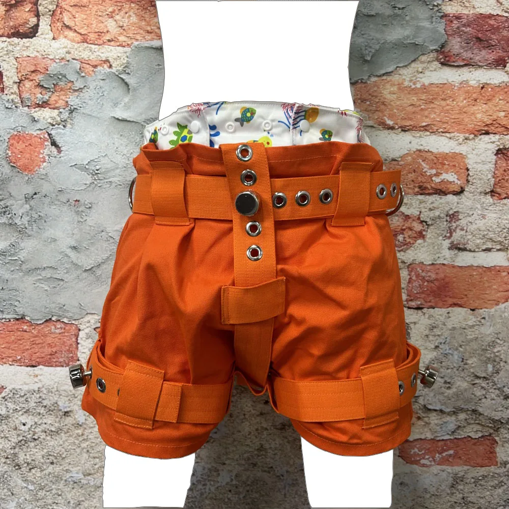 

Cotton Diaper Cover Fashional Reusable Short Pants For Adults With Magnetic Locks Orange Adult Diaper Panties