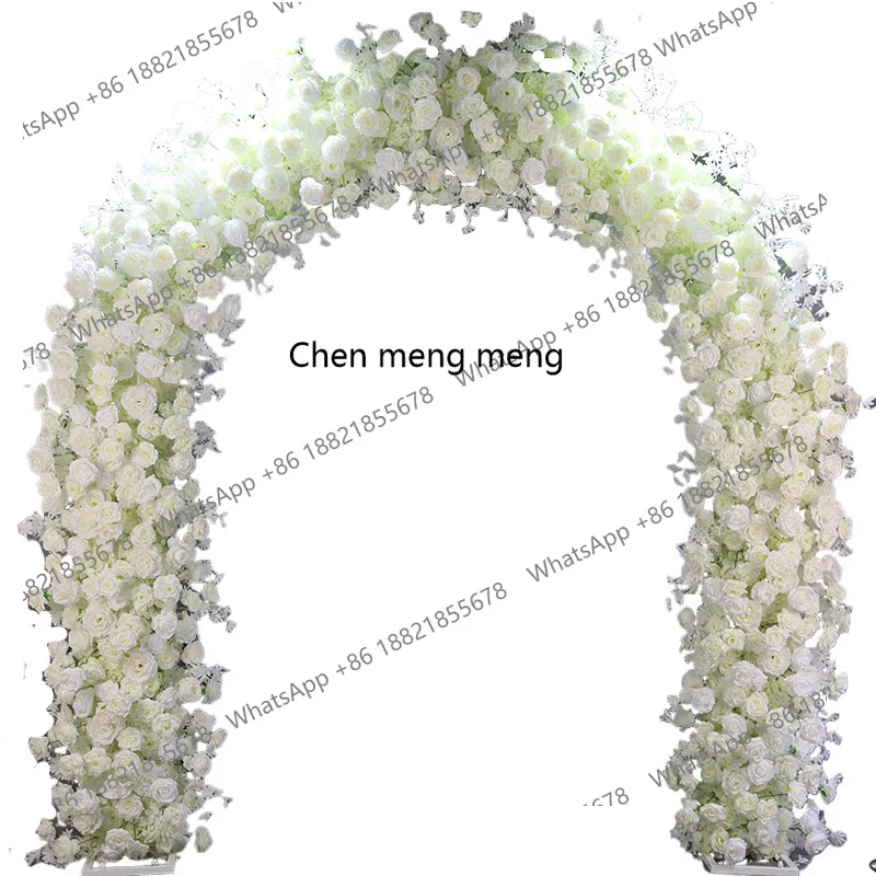 Wedding white wrought iron arch flower stand floral horn door, flower style wedding scene decoration
