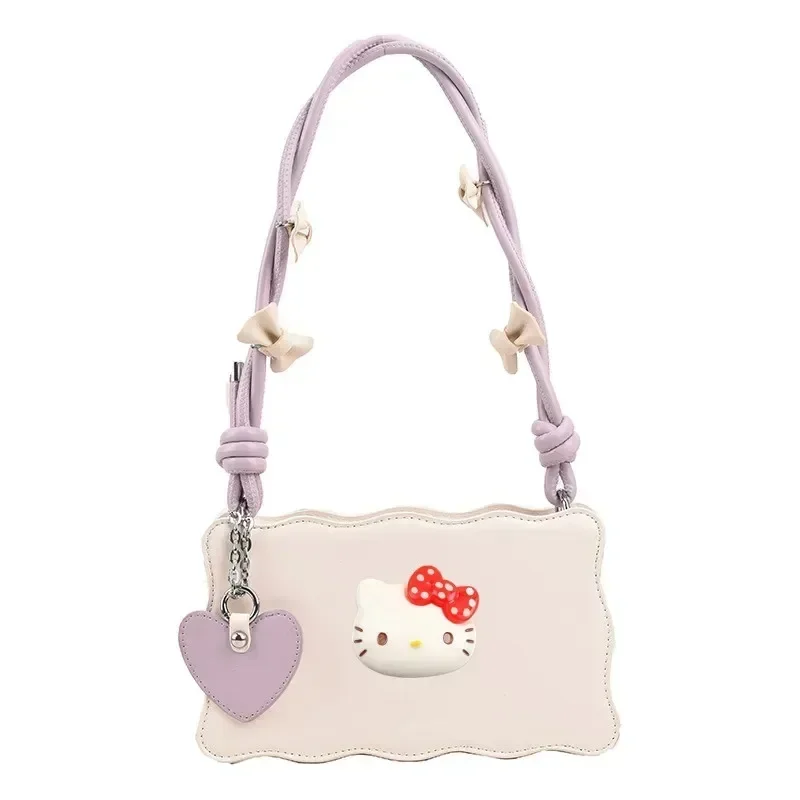 Sanrio hello kitty shoulder bag baby kuromi fashion underarm bag pu storage bag handbagsummer new bow girl messenger bag