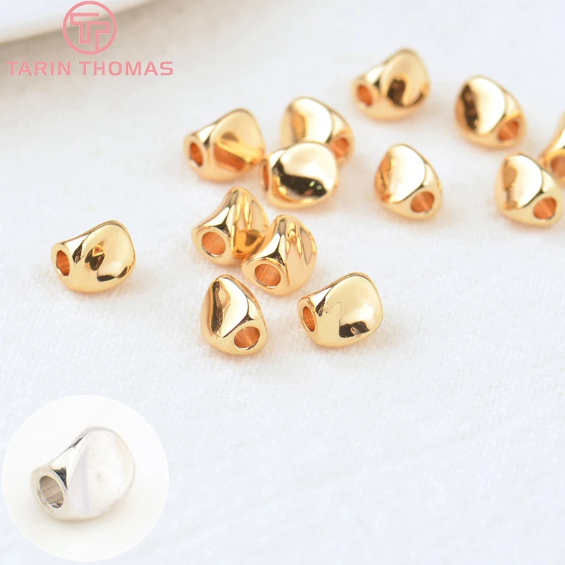 (2961)20PCS 4.5x5MM Hole 1.5MM 24K Gold Color Brass Irregular Shape Spacer Bracelet Beads High Quality Diy Jewelry Accessories