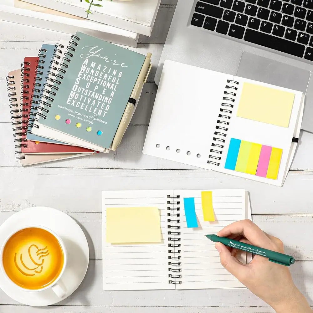 50 مجموعة من دفاتر الملاحظات الحلزونية الملهمة مكونة من 100 صفحة مع ملاحظات لاصقة - هدية كبيرة لتقدير موظف عيد الميلاد والفريق #4