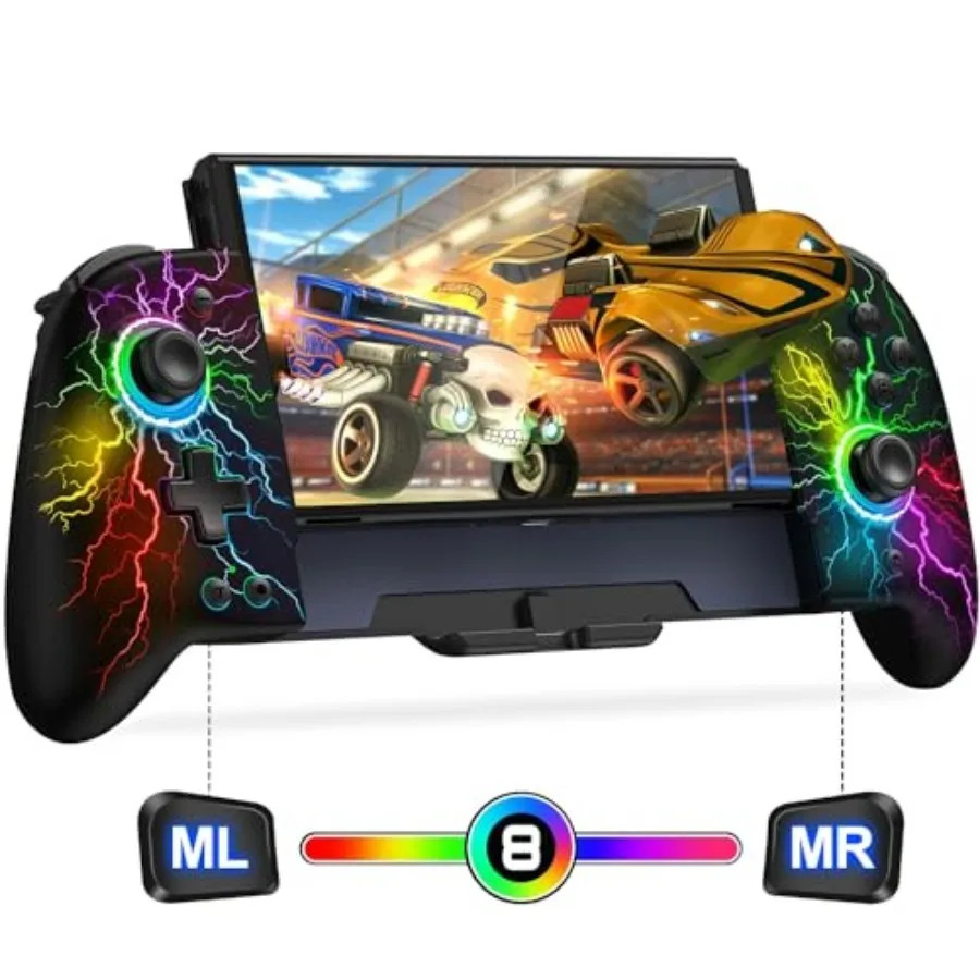 JC00 Controller Hall Effect OnePiece Wireless Joypad No Drift, No Deadzone with 9 Color Lights for Nintendo Switch/Switch OLED,