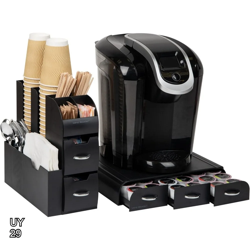 

Выдвижной ящик для кофейных капсул и набор для приправ, органайзер из 2 частей на 36 капсул, черный