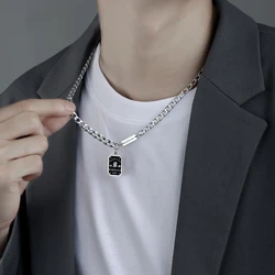 New Nameplate Necklace for Men's Versatile Fashion and Light Luxury Men's Collar Chain Hip Hop Men's Cool Style Pendant Necklace