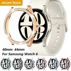 Double Diamond Case for Samsung Galaxy Watch 6 40mm 44mm Women Bling PC Hard Hollow Frame Protective Cover for Galaxy Watch 6