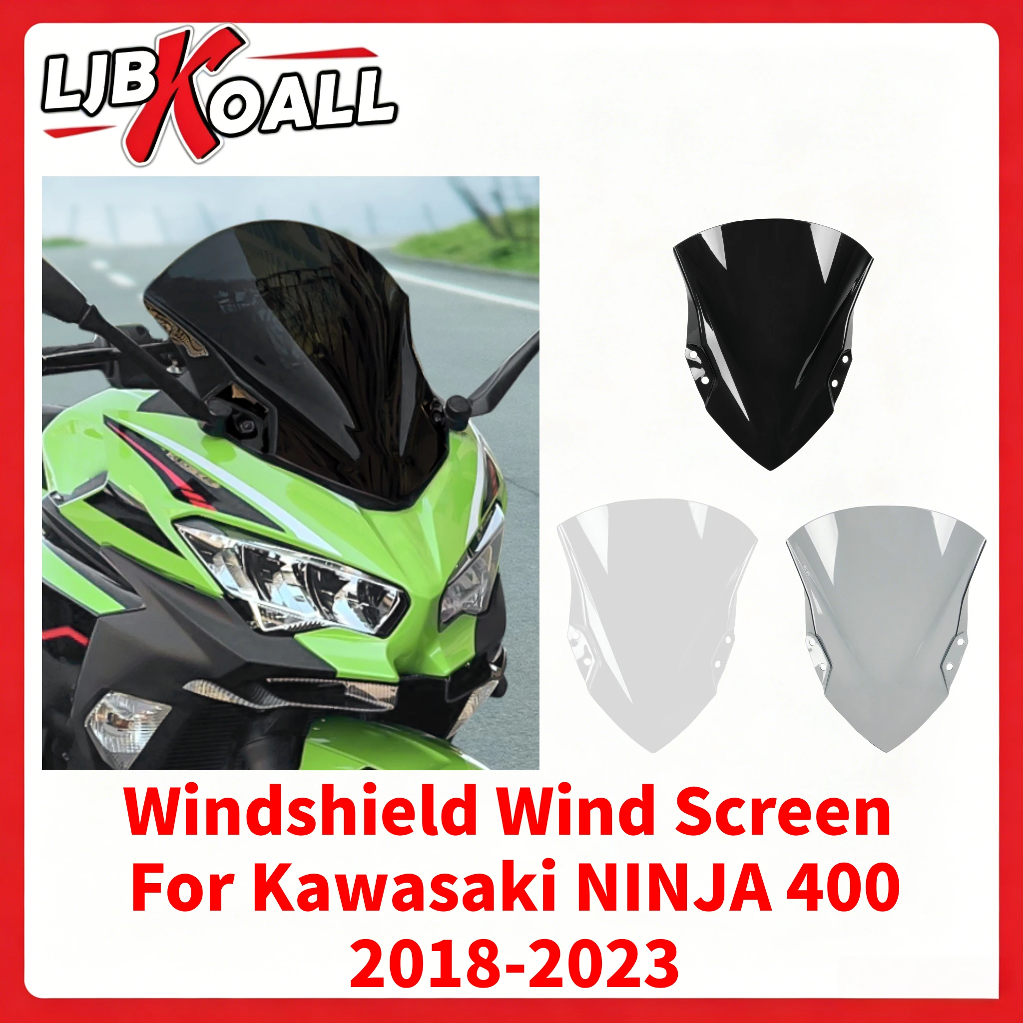 Motorcycle Windshield for Kawasaki Ninja 400 2018-2023