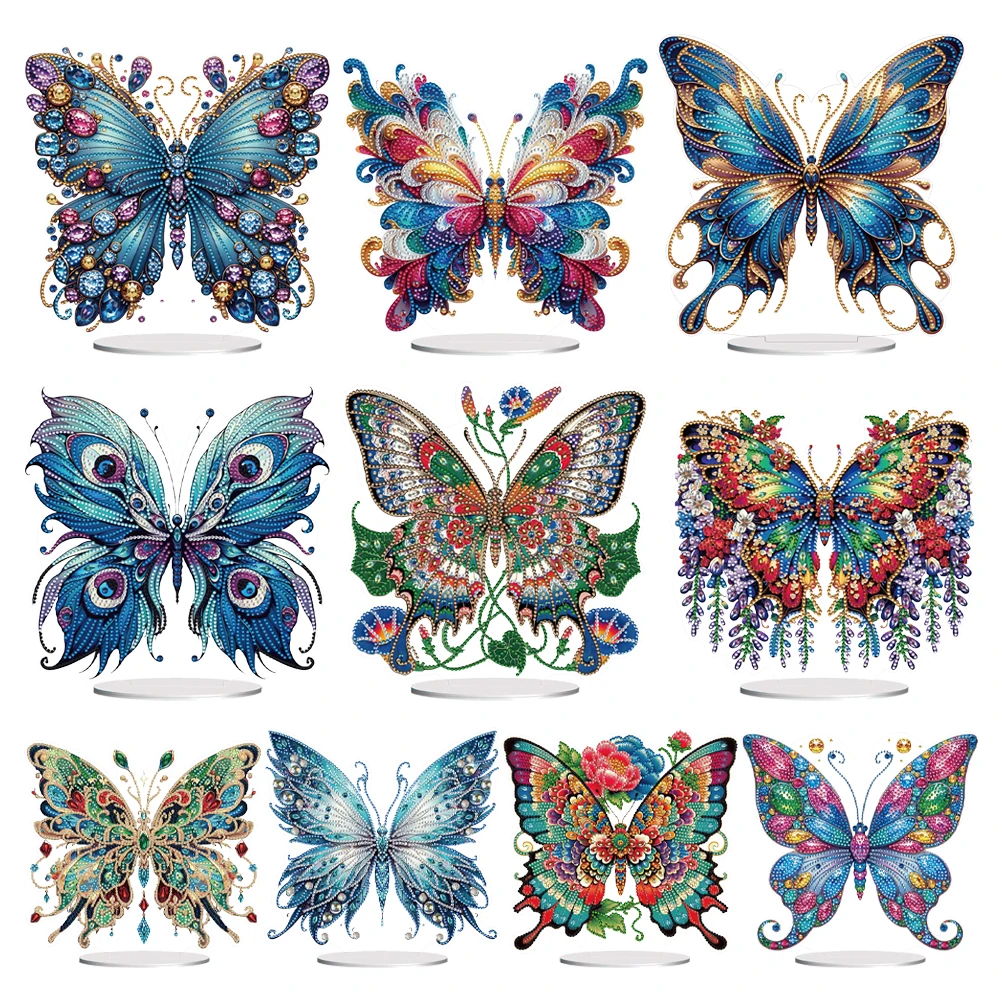 Butterfly Diamond Painting Ornaments Kit Colorful Table Top Diamond Painting 5D DIY Diamond Art Tabletop Decorations for Home