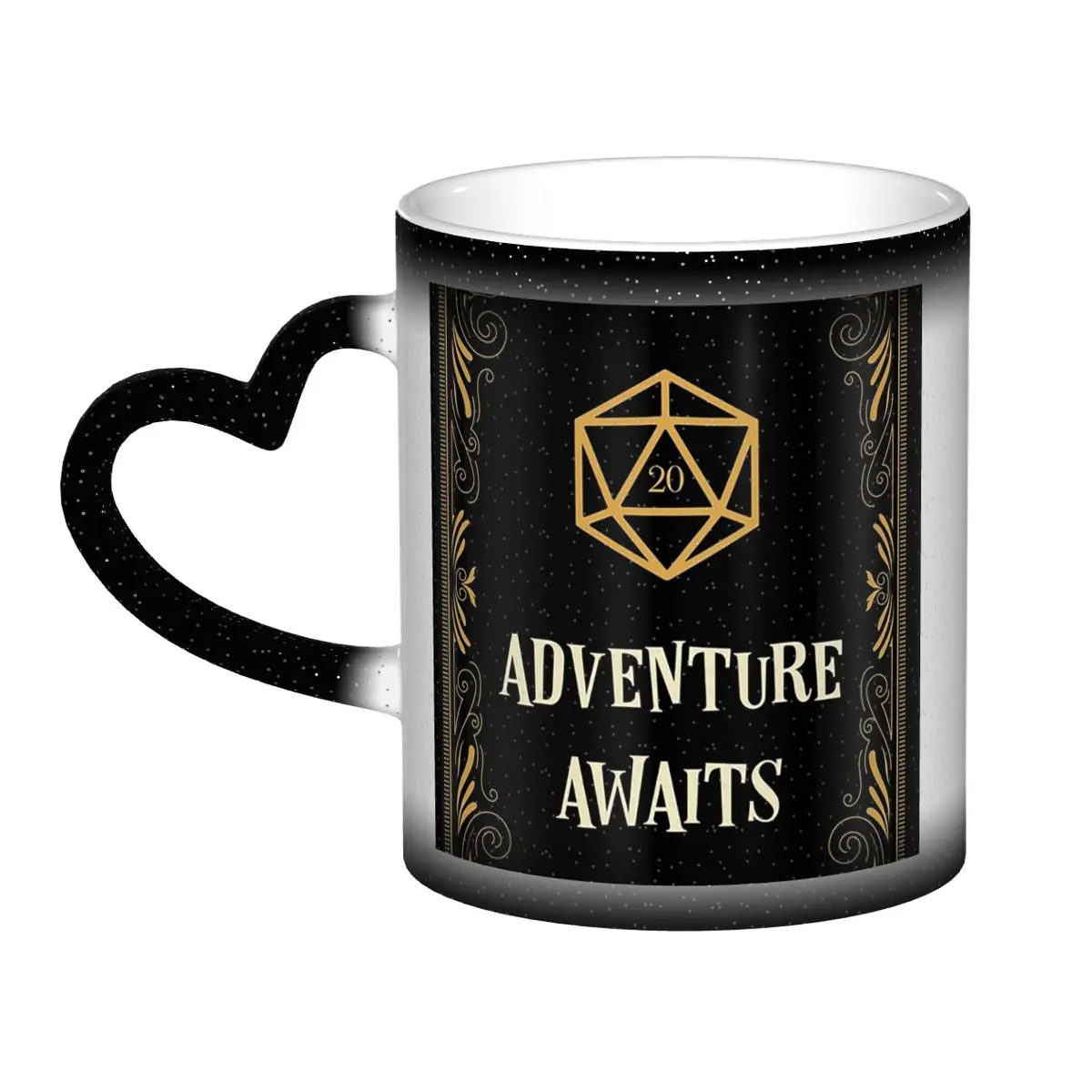 

Adventure Awaits D20 Dice Tabletop RPG Mug Funny Ceramic Coffee Cups Tea Mugs Milk Cup Drinkware Gift for Friends