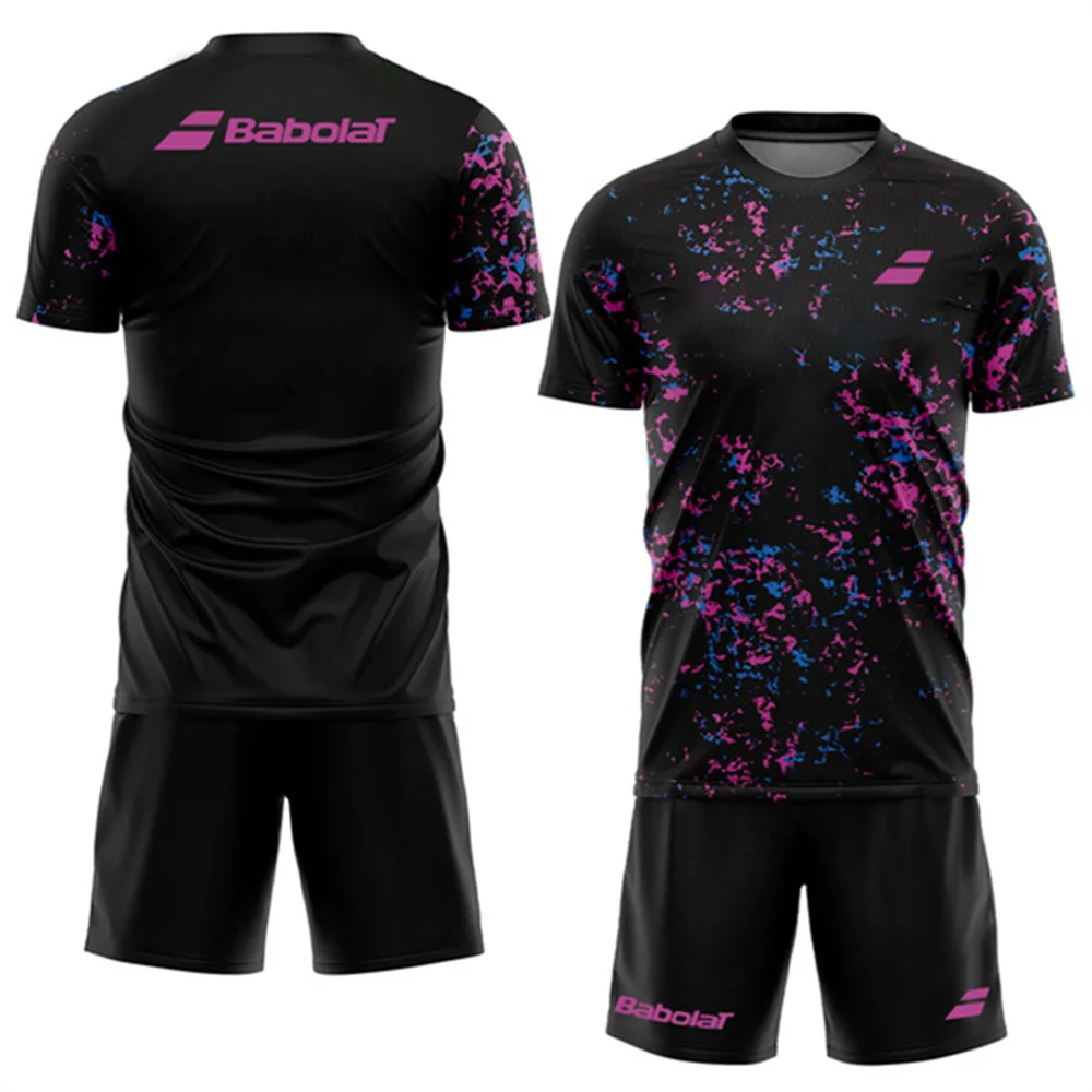 2024 Fashion Men\'s Breathable Tennis Sport Suit Summer Outdoor Sportwear New Badminton T-Shirt Shorts Loose Running Clothing Set