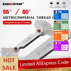 20Pc Inch 55° / Metric 60° Thread Pitch Cutting Gauge Set Stainless Steel Pitch Ruler Measuring Tools One Piece Thread Samples