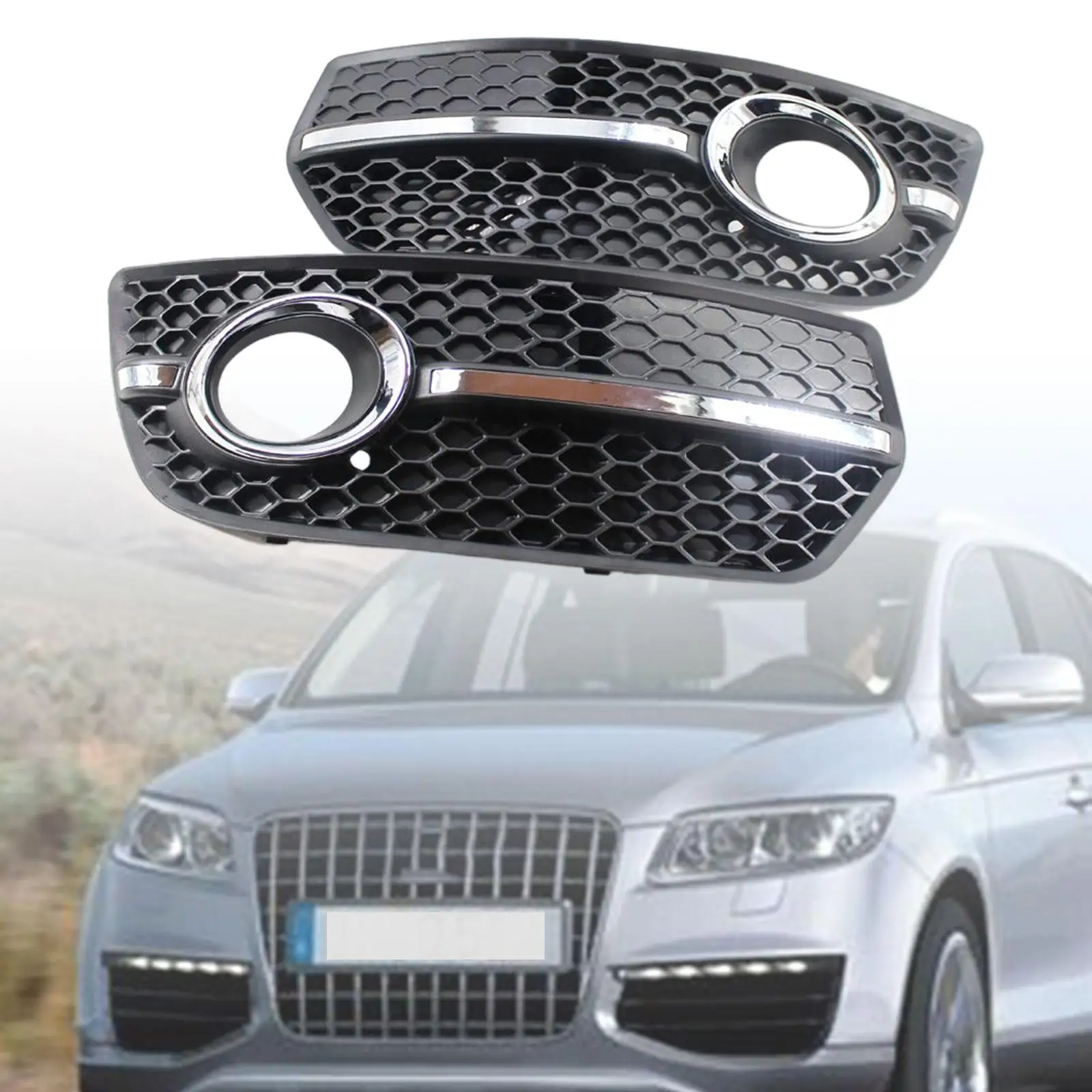 

2 Pieces Front Lower Bumper Fog Light Grill Lamp Cover Set Repair Parts