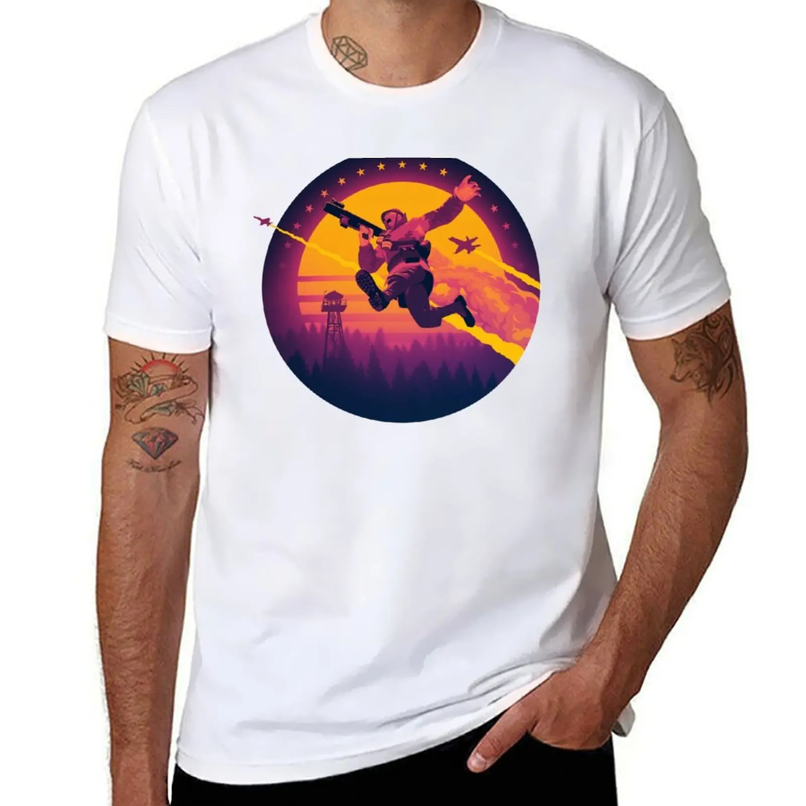 

Team Fortress 2: Meet the Soldier (Sunset) T-Shirt g man t shirts for men t shirt man luxury T-Shirt