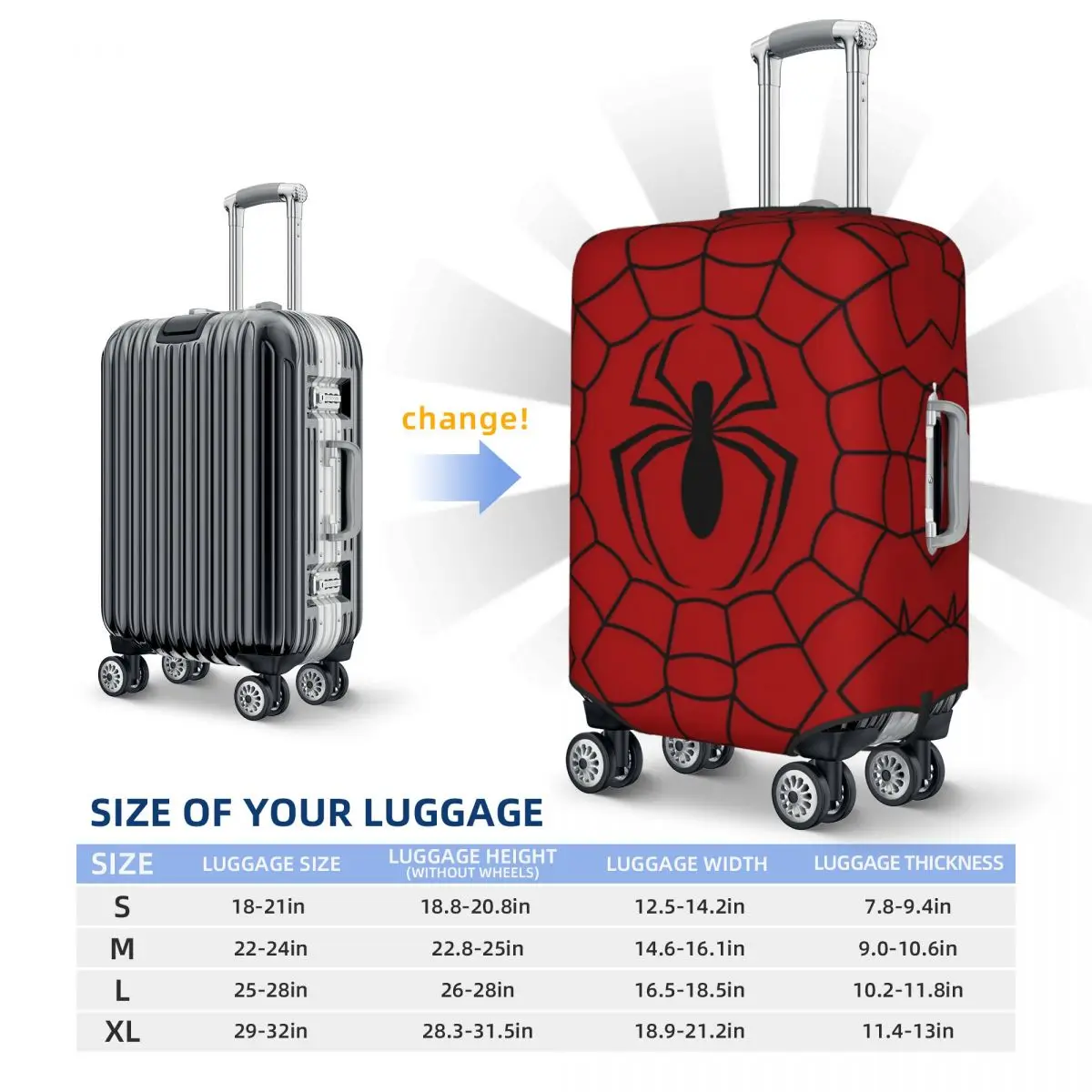 Spider Man Skinny Spider Logo Suitcase Cover Cruise Trip Protector Vacation Elastic Luggage Accesories