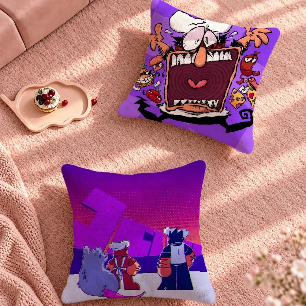 Game Zany Platformer Pizza Tower Cushion Cover Cute Cartoon Throw Pillow Cover Soft Plush Cushion Cover Sofa Bedroom Home Decor