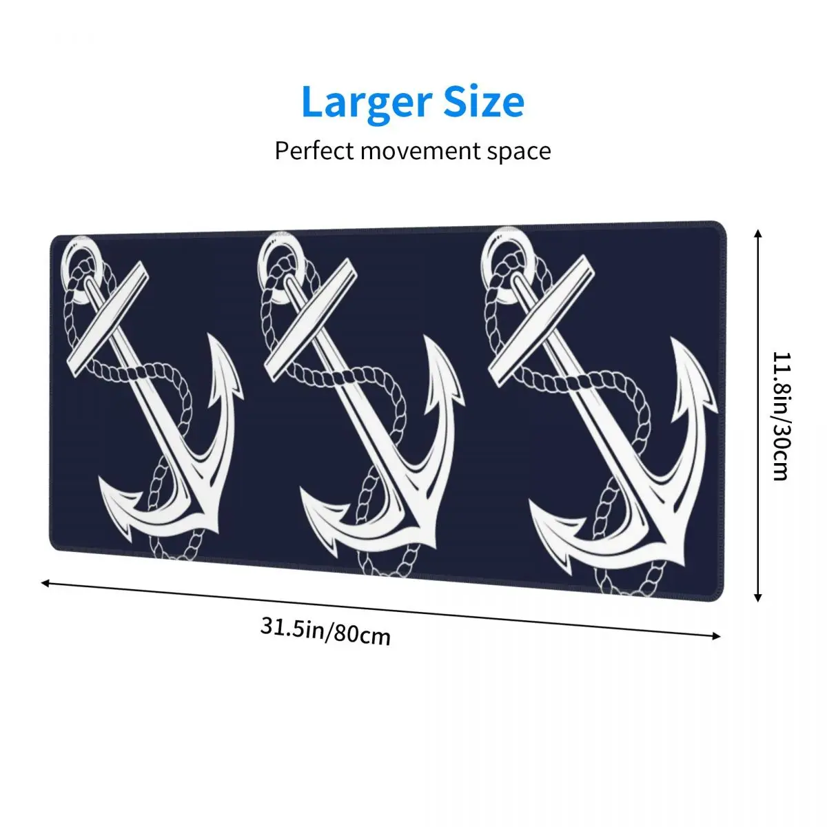 Large Mouse Pad Anchor Nautical White And Navy Gamer PC Laptop Mats Keyboard Carpet Computer Gaming Office Accessories Desk Mat