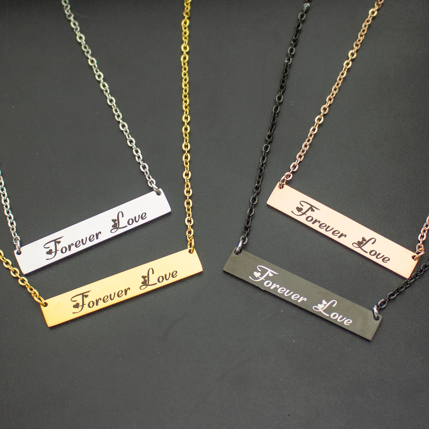 

Customize stainless steel Fashion necklaces for women Personalized creative name rectangular necklace