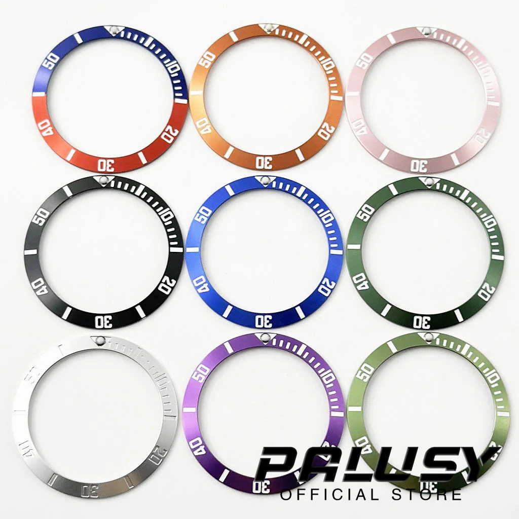 38mm Aluminum Diving Ring Red Purple Silver Orange Blue Green Black Watch Bezel Insert for Men's Watch Cases Replace Accessory