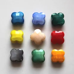 2023 Newly 4 Leaves Flower 12mm 30pcs Glass Crystal Bead Cross Pendant Beads for Jewelry Diy Making Accessories Wholesale