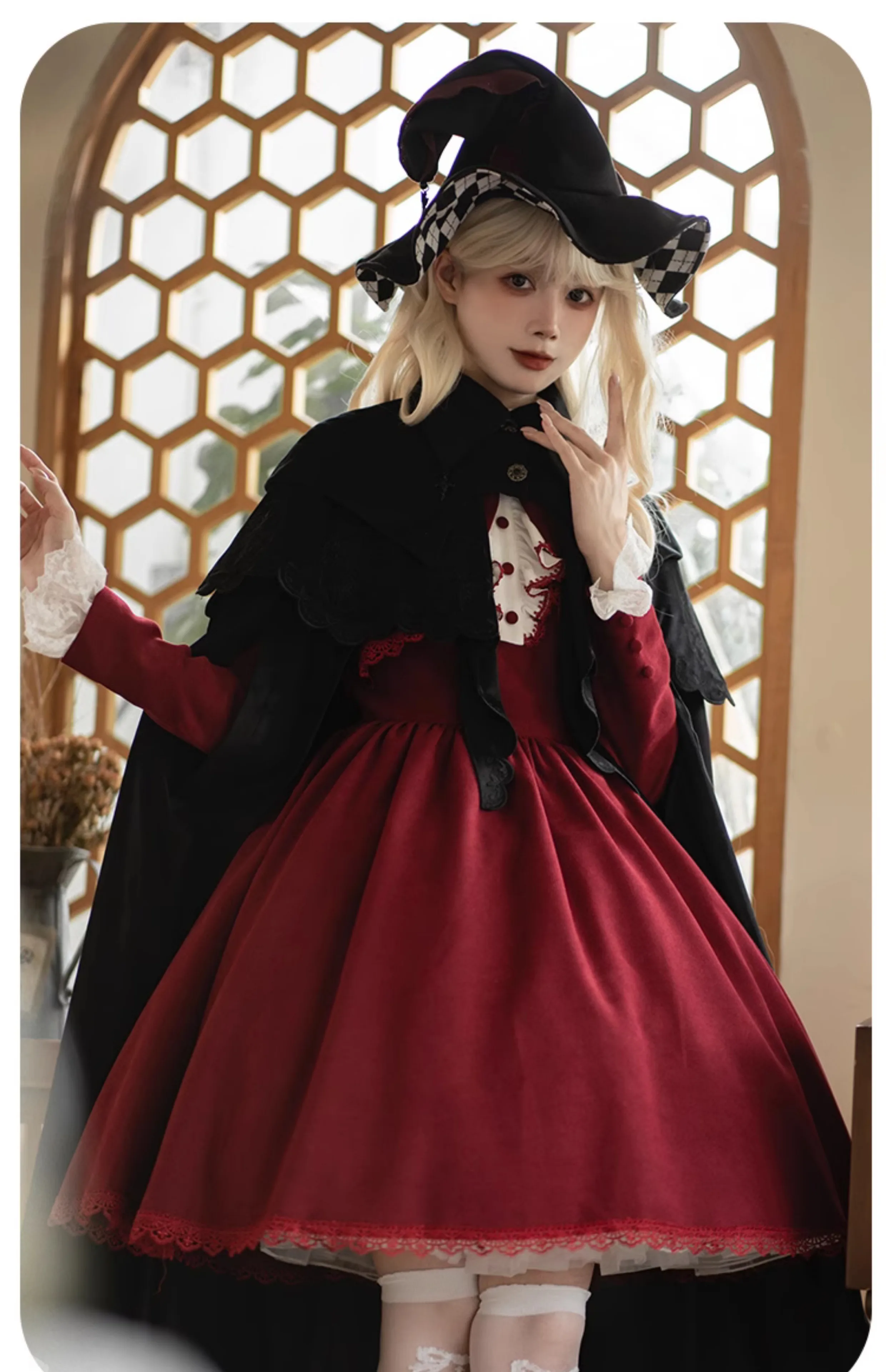 Design Gothic hundert passendes Stück Revers umhang abnehmbare Umhang Set Pilger Kreuz Lolita Herbst