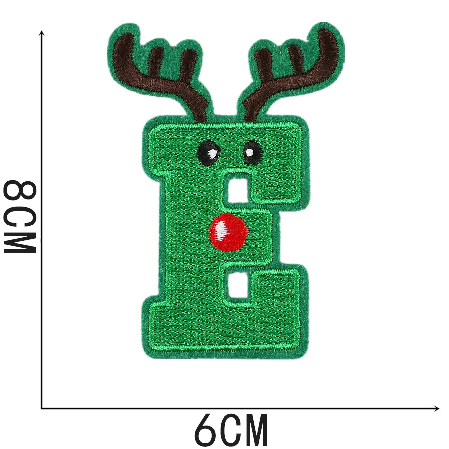 Motyw świąteczny haftowane żelazko na naszywki do naprawy odzieży 26 alfabetów modne naszywki z haftem komputerowym w kształcie serca