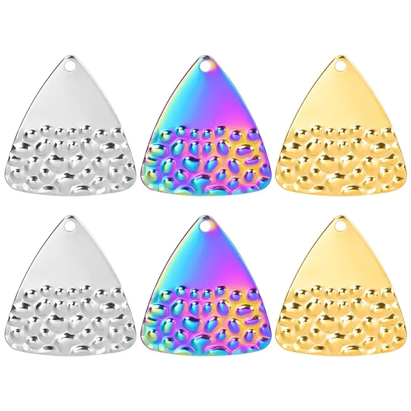 5Pcs DIY 304 Stainless Steel 26X23mm Circular Triangle Rainbow Silver Gold Color Charms Pendant for Men Women