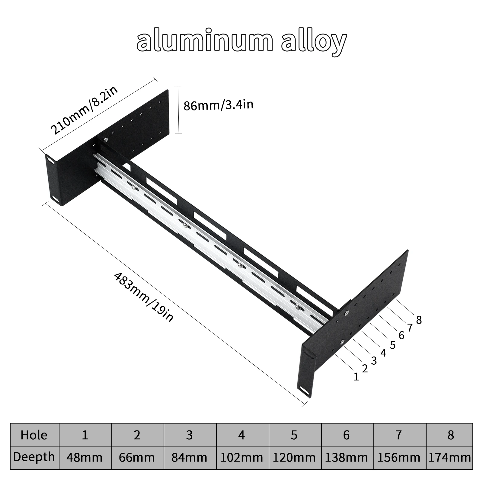 19 Inch Adjustable Rackmount Din Rail Chassis in Cabinet Bracket for 35mm Din-Rail Mount Devices Aluminum Case