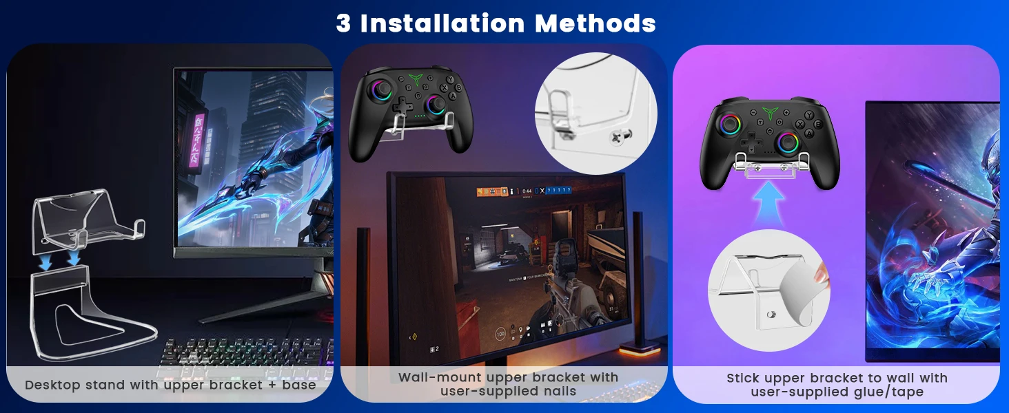 Dinofire Wireless Bluetooth RGB Controller for Nintendo Switch/Switch OLED/Lite Mobile Wired PC Gamepad Multi-Function Joystick