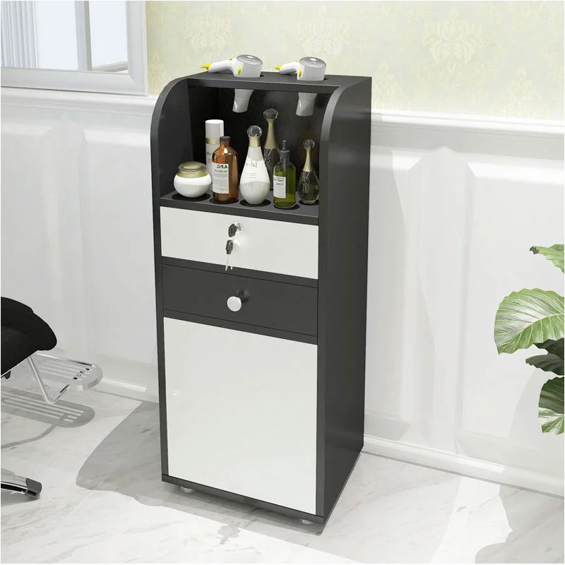 Beauty Salon Tool Cabinet Rolling Cart with Drawer Special Hair Dryer Storage Rack for Barbershop Home Organization