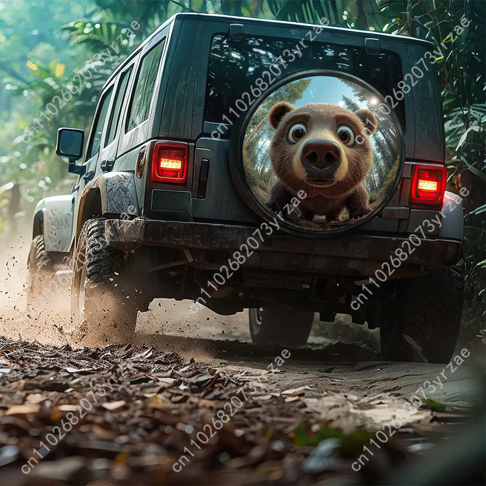 

Cute Brown Bear Various Models Spare Car Tire Cover Sand Dust Prevention Protect Wind Rain Tire Cover Sturdy Durable Tire Covers