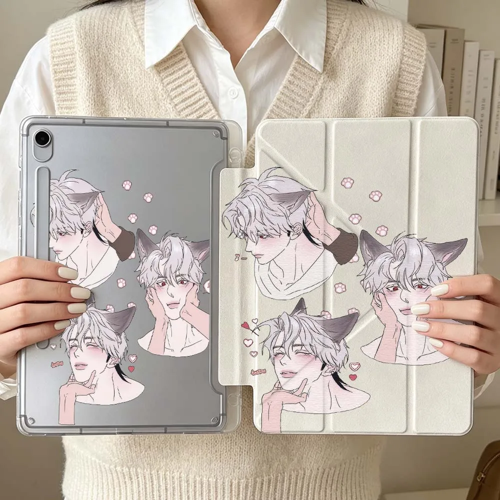 Cartoon Wolf Ears Man For Samsung Galaxy Tab S6 S7 S8 S9 S10 A8 A9 A11 Lite FE Plus 3Y Tablet Case Soft