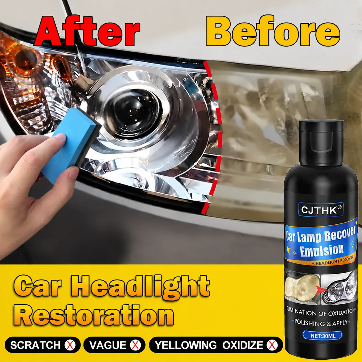 Car Headlight Restoration Polishing Kits Headlamp Scratch Remover Repair Cleaning Paste Remove Oxidation Headlight Polish Liquid