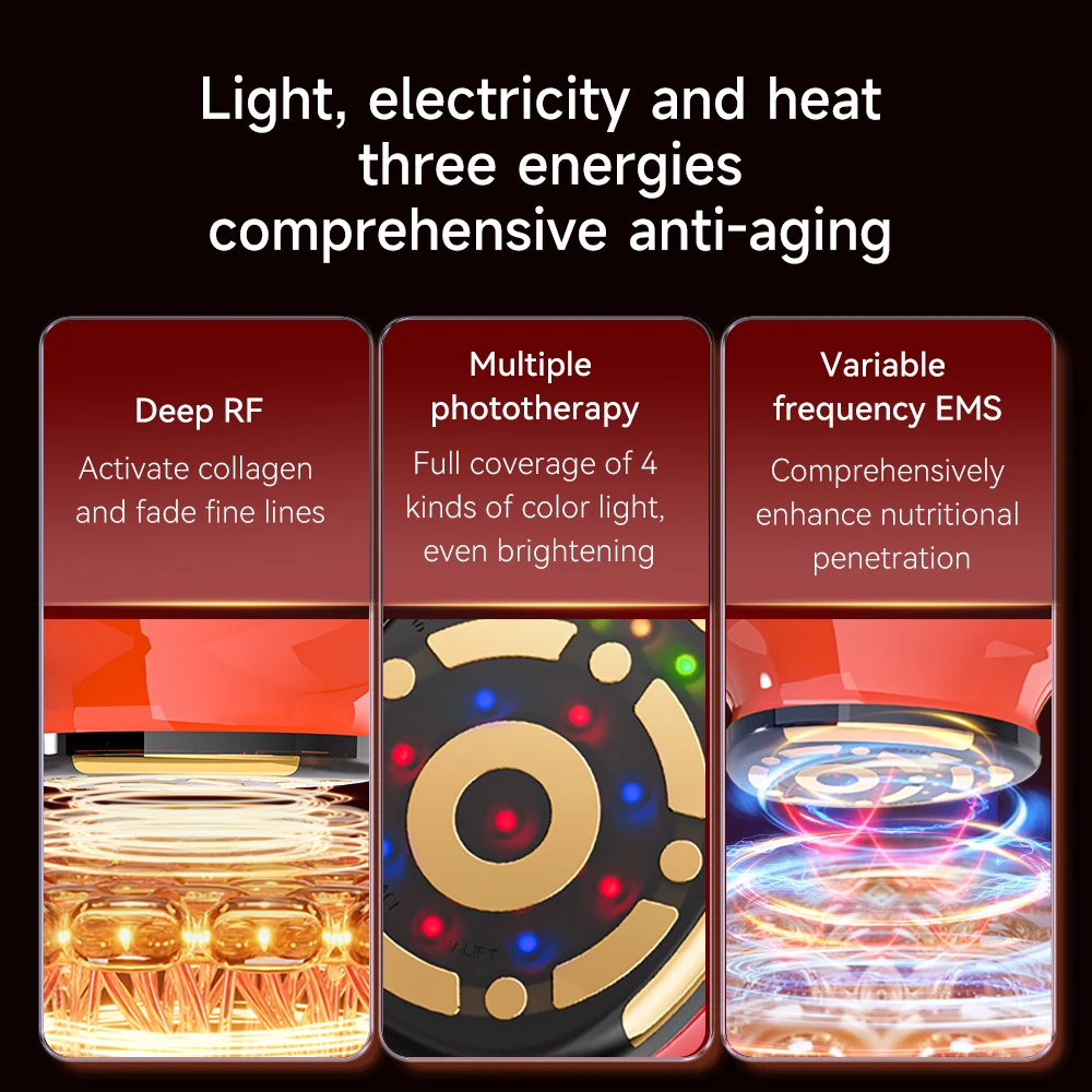 2025 New Home Use Face & Neck Lifting Massager RF EMS Skin Care Device With LED Light Therapy For Anti-Aging Wrinkle Removal