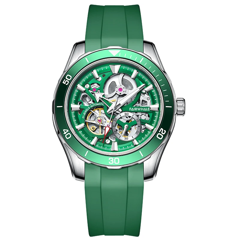 Tourbillon Green Watches Automatic Mechanical Man Watches Hollow Out Top Waterproof montres hommes