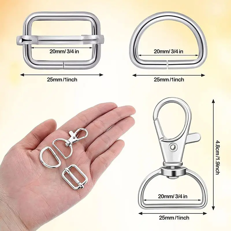 25/40/56PC Set Adjuster Buckle Belt Key Chain Slide Buckle Middle Center Bar For Bag Strap Belt Webbing And Leather Strap Making