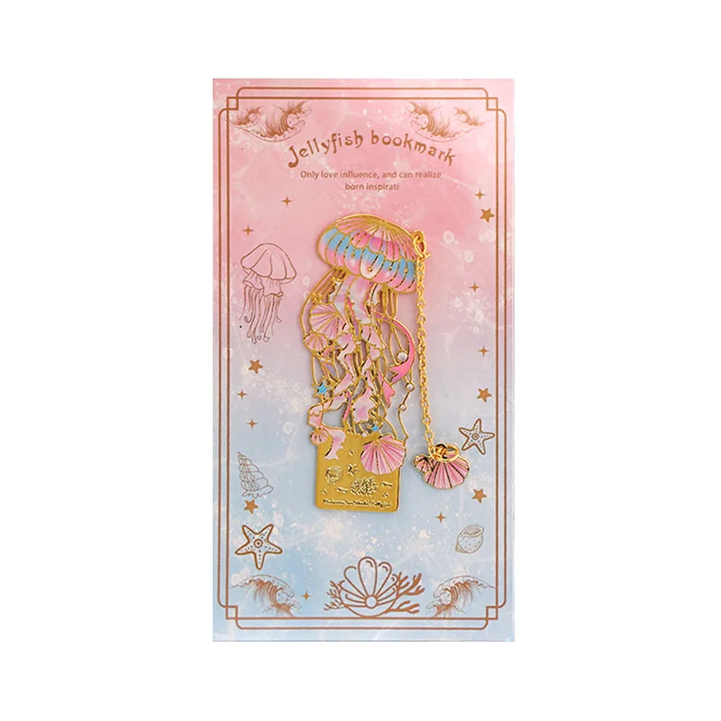Ocean Themed Hollow-Out Metal Bookmark Jellyfish Bookmarks Exquisite Aesthetic Page Markers for Girls Student Prize Book Lovers
