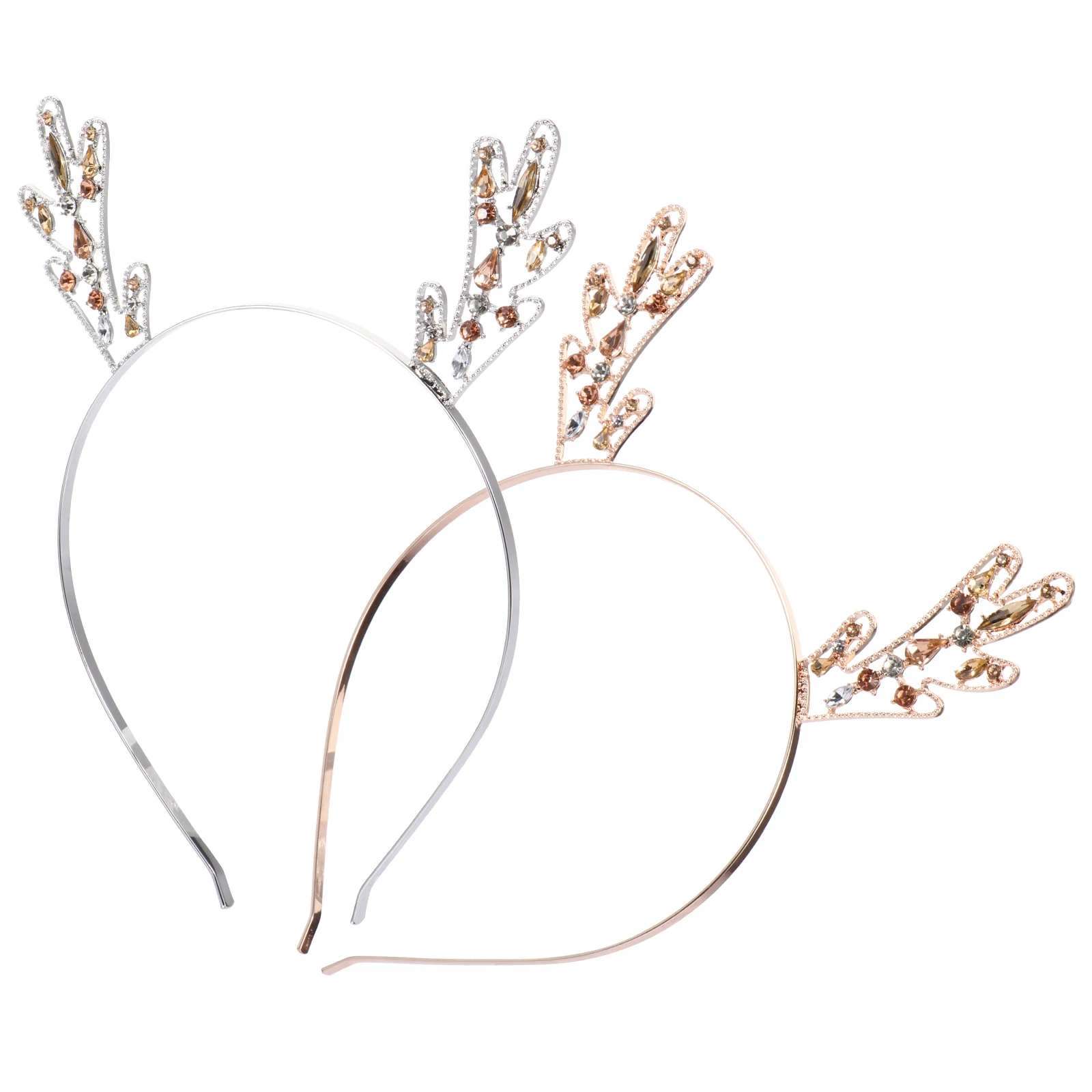 

2Pcs Antler Headb Rhinestone Hair Accessories for Girls Lightweight Comfortable Christmas Metal Headdress Gifts