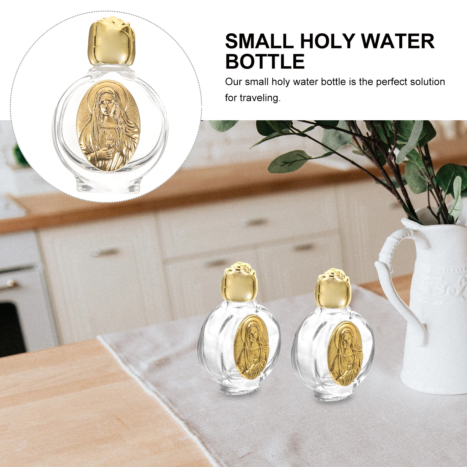 2 Stuks Glazen Heilige Waterfles Lege Hervulbare Kolf Voor Zegen Decoratieve Kerk Gebruik Heilige Water Kolf Kleine Flessen