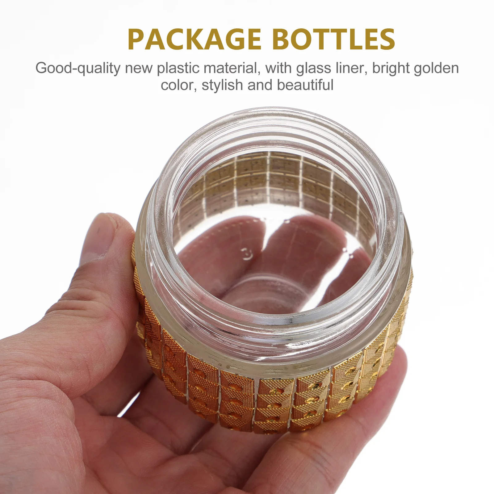 

4Pcs Luxury Gold Glass Storage Bottles Small Empty Jars 10g Multi-Functional Storage Containers for Tea Grains Candy Nuts