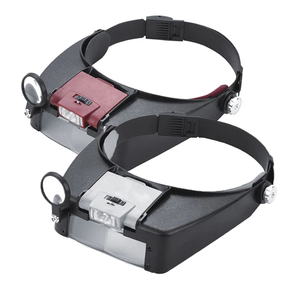 LED Light Headworn Magnifier Hands Free Illuminated Magnifier 1.5x 3x 8.5x 10x Adjustable Band Watch Repair Supplies
