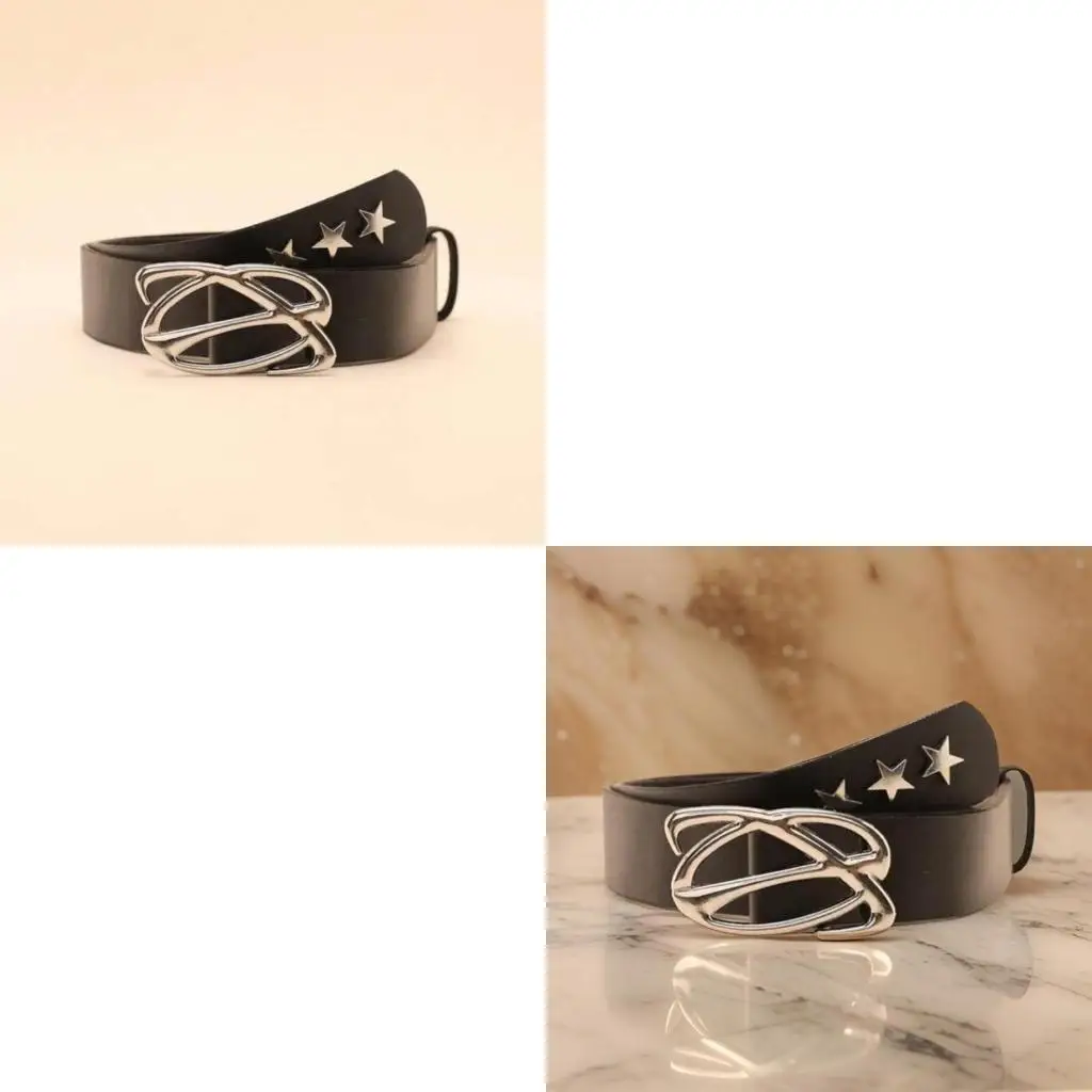 

652F Solid PU Belt for Women Star Buckle Belt Lady Simple Waistband Aesthetic Waist Belt for Teens Jeans Shorts Dress Belt