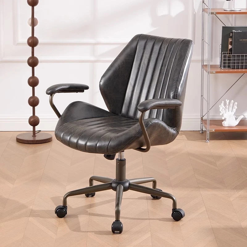 Designer Leather Office Chair Modern Throne Swivel Wheels Office Chair Reading Comfortable Sillas De Oficina Home Furniture