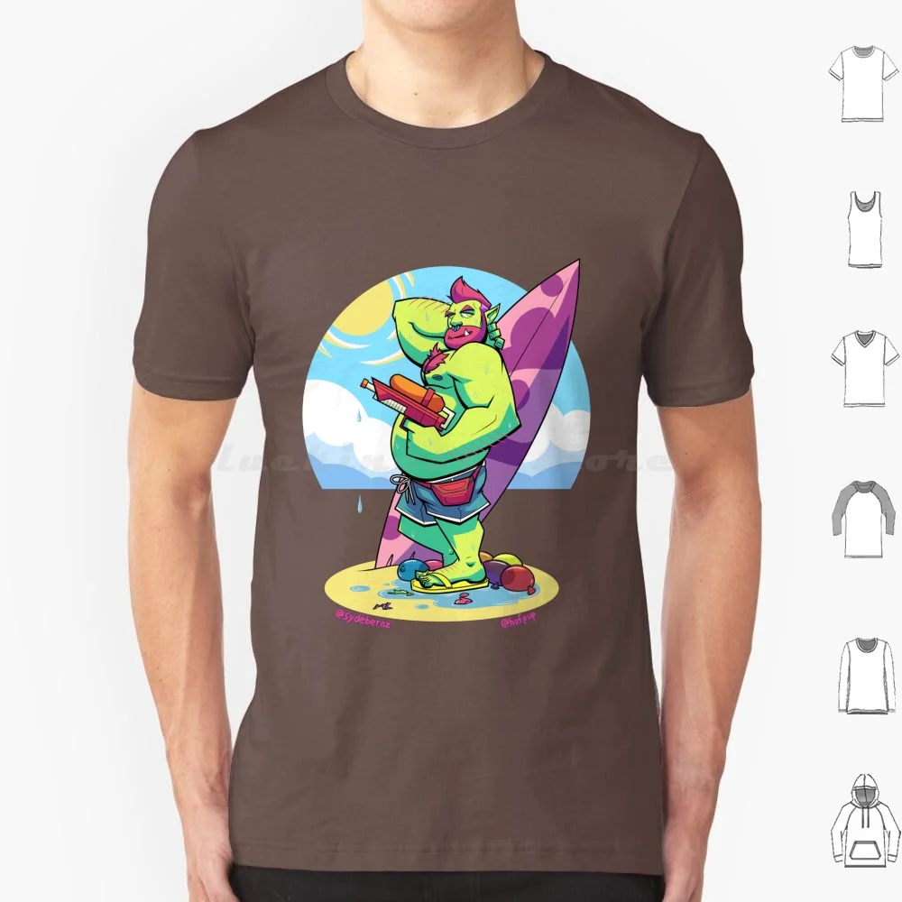 Hot Orc Summer T Shirt Big Size 100% Cotton Orc Fantasy Summer Beach Cartoon Bara