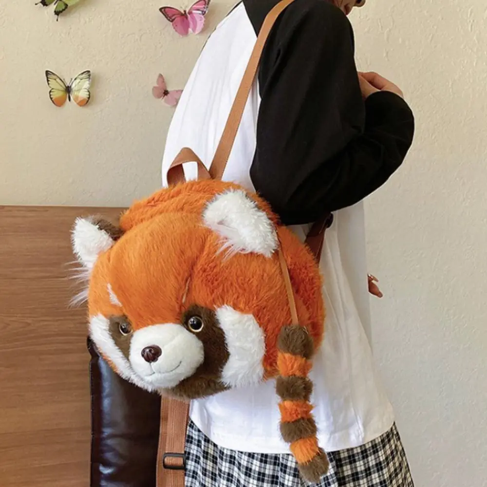 봉제 동물 가방 플러시 장난감 붉은 팬더 플러시 가방 꽃 귀여운 너구리 배낭 Kawaii 박제 인형 Schoolbags 어린이