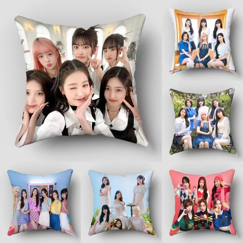 IVE Girl Pillow Cover Bedroom Home Office Decorative Pillowcase Square Zipper Pillow Cases Satin Fabric Eco-Friendly 0425