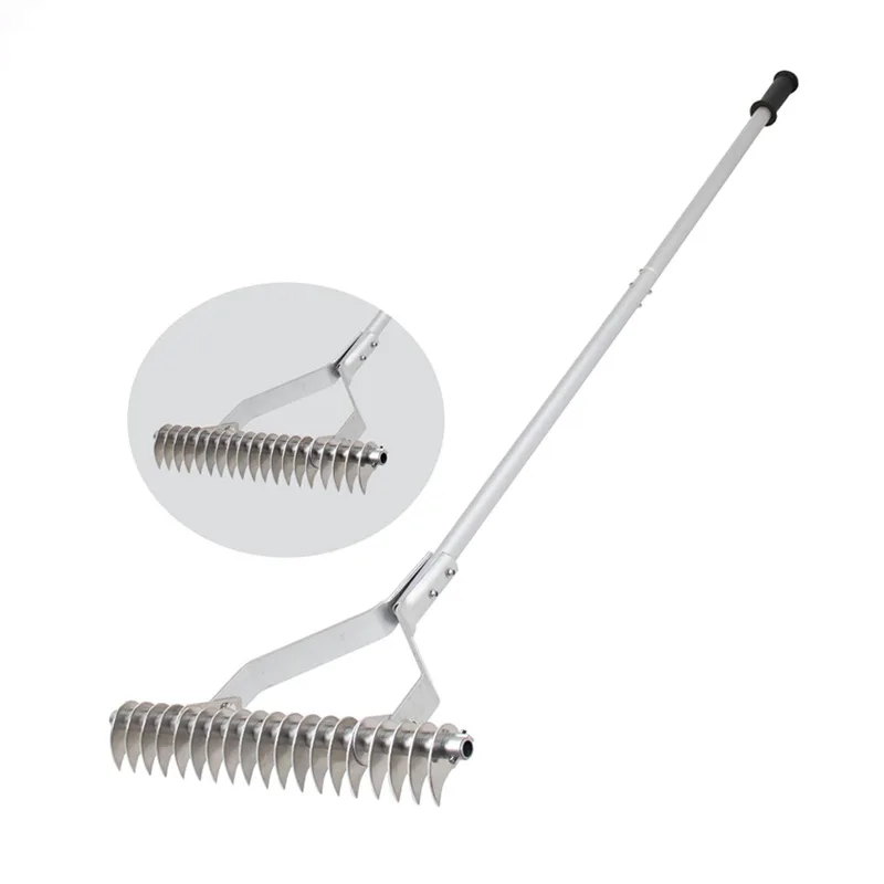 

2025Manufacturer Wholesale Thatch Rake Lawn Loosening Soil Rake With Adjustable Aluminum Handle for Cleaning Dead Grass