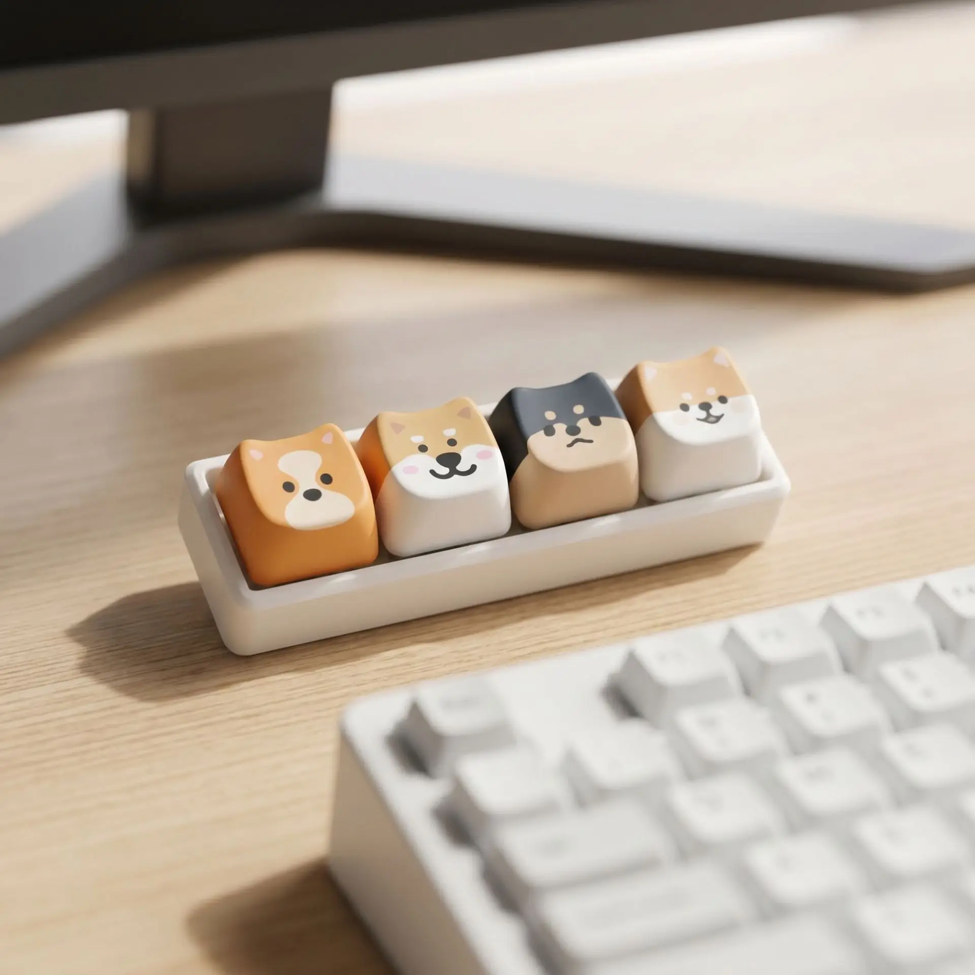 Shiba Inu Welpen Mechanische Tastatur Fidget Spinner 3D-Gedruckte Basis Abnehmbare Tastenkappen Stressabbau-Spielzeug Tragbarer Schlüsselanhänger Geschenke – Detail 6