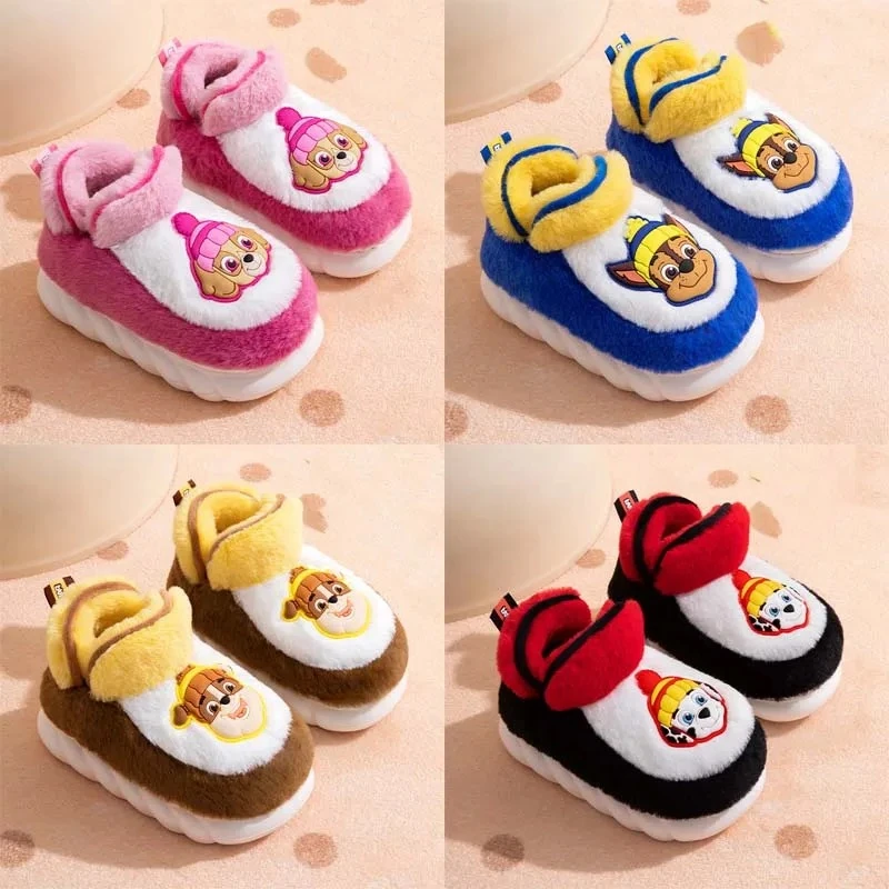 

Paw Patrol Chase Cartoon Cotton Slippers Boys Girls Toddler Anime Winter Warm Indoor Bedroom Home Cute Non-slip Soft Slippers