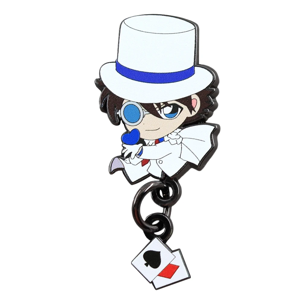 Chibi Kuroba Kaito Enamel Pin Kaito Kid Poker-Face Pendant Badge Classic Anime Peripheral Fun Novelty Jewelry Decorative